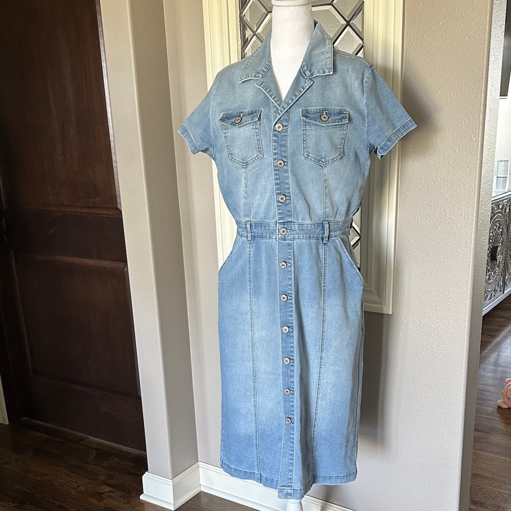 KanCan Light Blue Denim Midi Dress